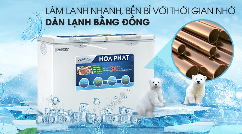 Tủ bảo quản Inverter Hòa Phát 245 lít HCFI-606S2Đ2 - 2 ngăn đông, mát